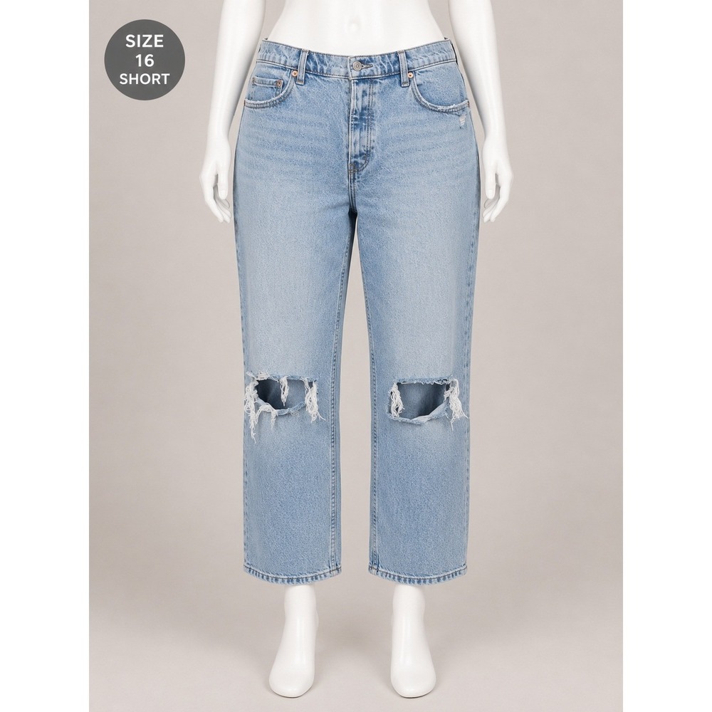 Abercrombie & Fitch High Rise Distressed Mom Jeans Size 16